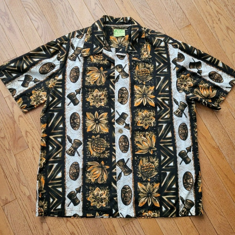Ui-Maikai Hawaiian Aztec Tiki button up Shirt